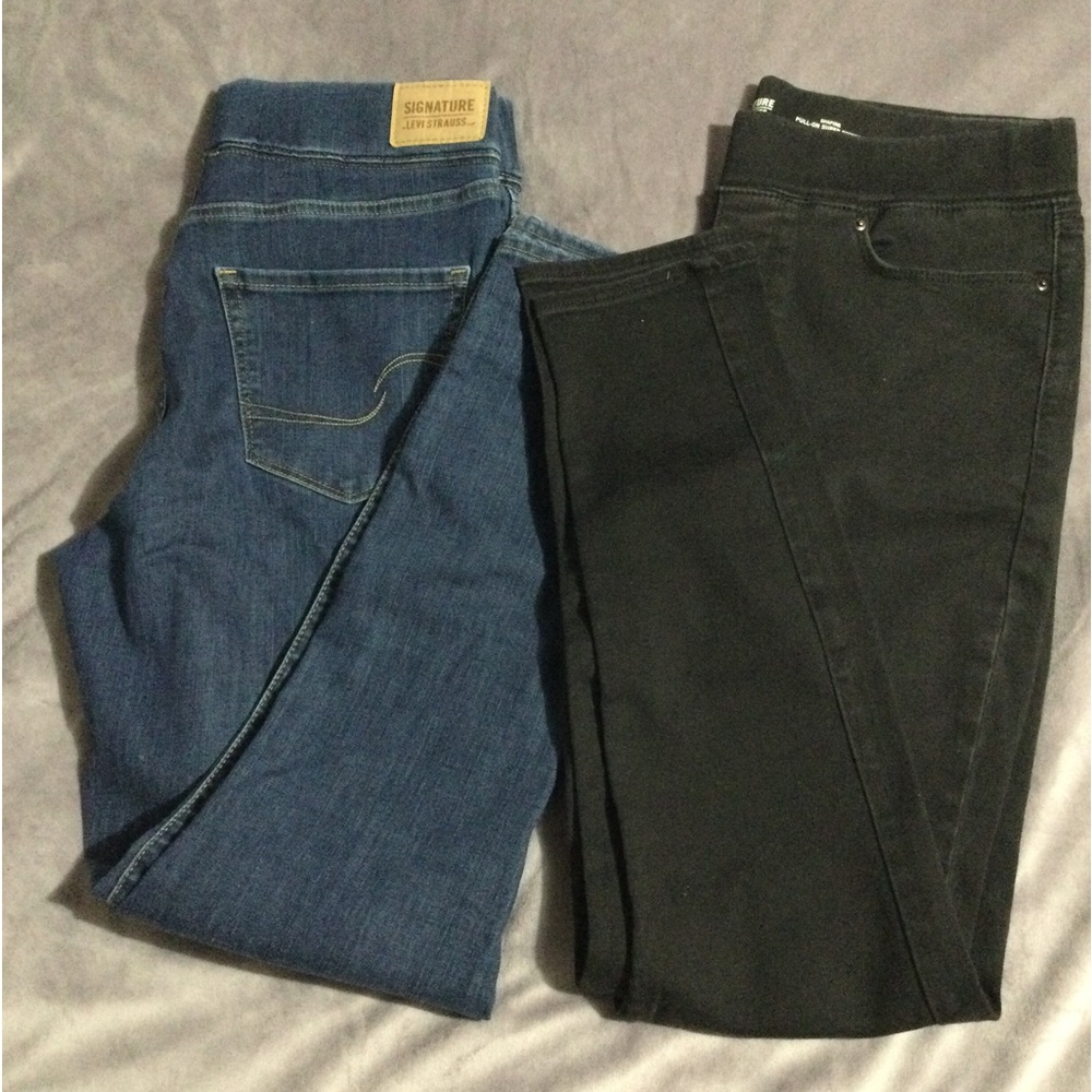 Levi Strauss Signature Women's Super Skinny  Pull-On  1-Blue 1-Black Jeans.👖